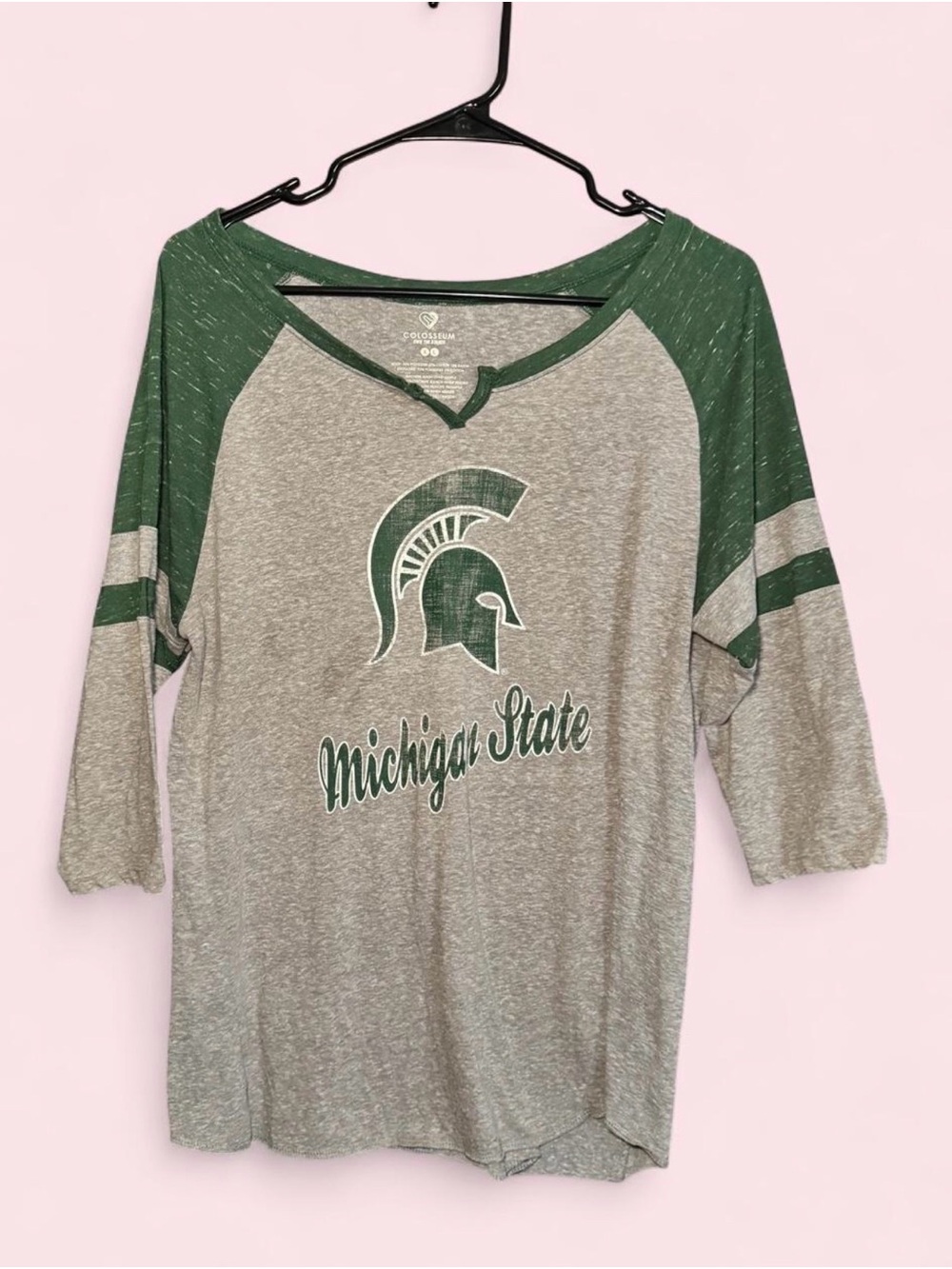 Colosseum Grey and Green Michigan State Tee